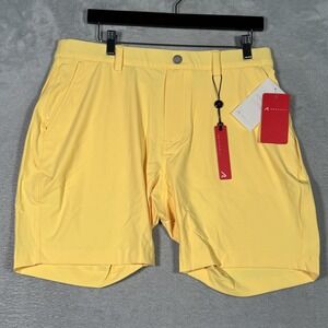 Redvanly Varick Shorts Mens Large Yellow 7" Golf Performance Stretch Quick Dry